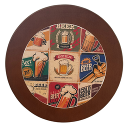 Conjunto de Bistrô Alto Madeira - Azulejo Beer com 02 Banquetas Marrom - 3