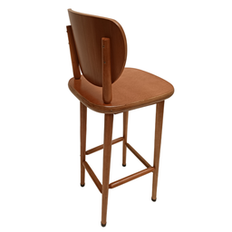 Conjunto de Bistrô Alto Madeira - Azulejo Beer com 02 Banquetas Marrom - 5