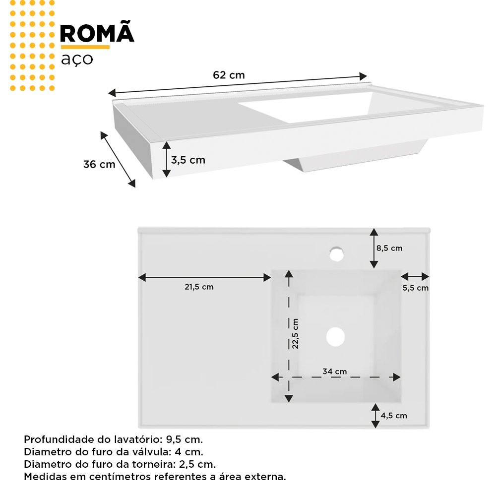 Gabinete para Banheiro em Aço Romã Branco - Cozimax - 5