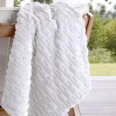 Ver imagem 4 de Manta Microfibra Flannel Relevo Jacquard Casal 2,20m x 2,40m 260g-m² Off White Buettner