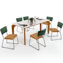 Ver imagem 1 de Mesa Capri 160cm Off White E 6 Cadeiras Allana B05 Facto Verde Musgo Couríssimo Whisky - Lyam