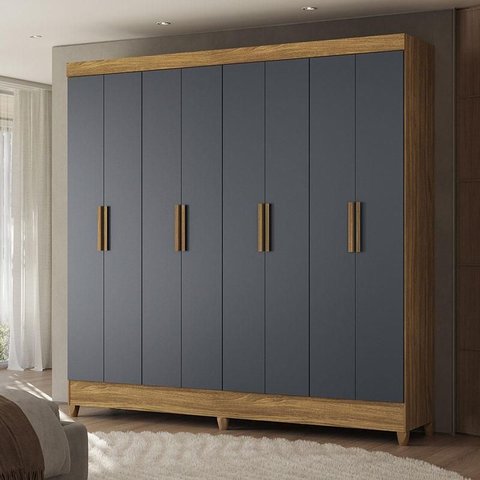 Guarda Roupa Casal Marajó 8 Portas Freijó Cinza – Moval