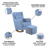 Cadeira Amamentação Tecido Boucle Azul com Balanço e Puff - 3