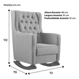 Cadeira Amamentação Tecido Boucle Azul com Balanço e Puff - 6