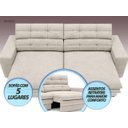 Ver imagem 3 de Sofá Pegasus 2,50m Assento Retrátil e Reclinável Velosuede - Netsofas - Areia