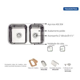 Kit Cuba Isis Dupla Tramontina + Escorredor Pratos, Tábua e Cesto Coador Tramontina - 4