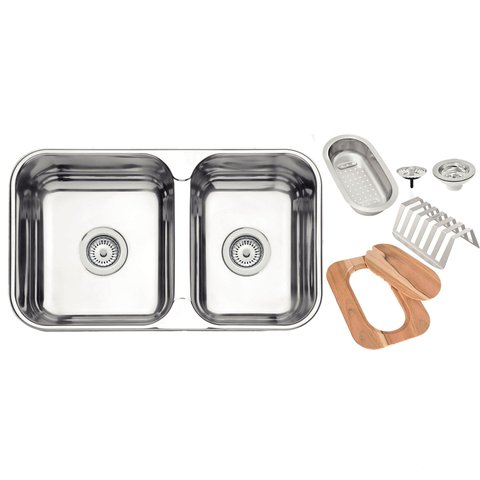 Kit Cuba Isis Dupla Tramontina + Escorredor Pratos, Tábua e Cesto Coador Tramontina