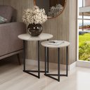 Ver imagem 2 de Mesa Lateral Jade Pé De Ferro Estilo Industrial Preto/Off