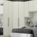 Ver imagem 1 de Guarda Roupa Canto Armário Multiuso Roupeiro Quarto Cabideiro 2 Portas 5 Prateleiras Areia