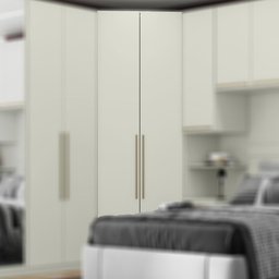 Guarda Roupa Canto Armário Multiuso Roupeiro Quarto Cabideiro 2 Portas 5 Prateleiras Areia - 1