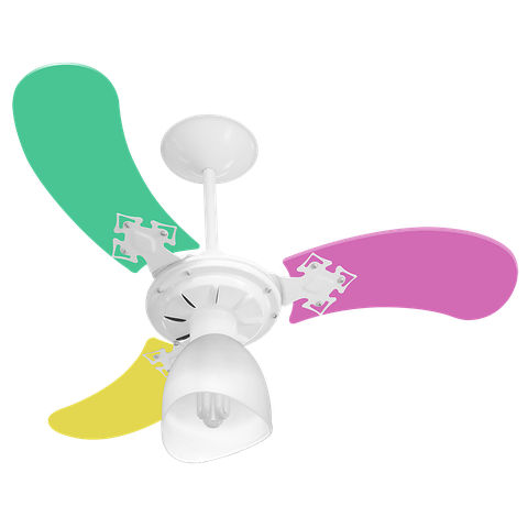 Ventilador de Teto Tricolor Br/Fem 220V+Controle Remoto.