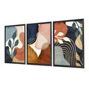 Ver imagem 2 de Kit 3 Quadros Decorativos Abstrato Plantas Colorido Folhagens Sala de Jantar Moldura Preta