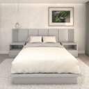 Ver imagem 1 de Cama Queen e Cabeceira com 2 Mesas Laterais Mdf sob Medida Cor:prata