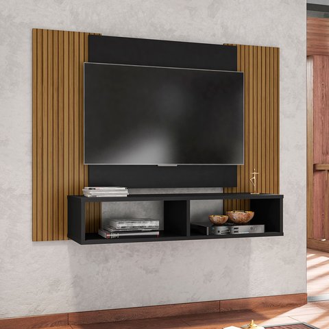 Painel para TV até 42 Polegadas 120CMX90CM 2 Nichos Navi Preto