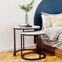 Ver imagem 1 de Kit 2 Mesas Laterais Redondas Industrial Encaixáveis Line