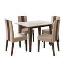 Ver imagem 2 de Conjunto Mesa de Jantar Kate 120cm Vidro 4 Cadeiras Linea Revestidas em Suede Amêndoa Yescasa
