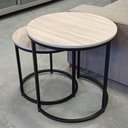 Ver imagem 3 de Kit 2 Mesas Laterais Redondas Industrial Encaixáveis Line