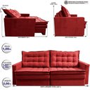 Ver imagem 3 de Sofá sem Caixa Retrátil Baú 2,00m Cama Inbox Secret Suede Velusoft Vermelho