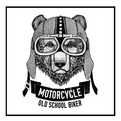 Quadro Decorativo Barcelona Motorcycle Urso Pb 30x30 cm 30 x 30 cm
