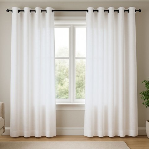 Cortina Sala e Quarto Tecido Rustico 2,00x1,80m Branco