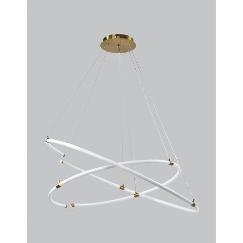 Lustre Pendente Moderno 2 Aneis Led 180w Dourado Ani