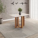 Ver imagem 1 de Mesa de Jantar 4 Lugares 1,2m Tampo MDF e Vidro Canto Reto Manu