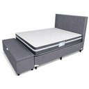 Ver imagem 1 de Kit Cama Box Casal Baú com Cabeceira e Recamier Cinza Molas Bonnel Galeria Das Camas 138cm