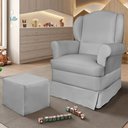 Ver imagem 1 de Poltrona Eros com Puff 75cm Veludo Cinza - Sallar Home