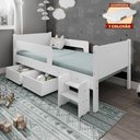 Ver imagem 5 de Cama Infantil + Colchão com 2 Baus Organizador Escada Luna Plus Branco
