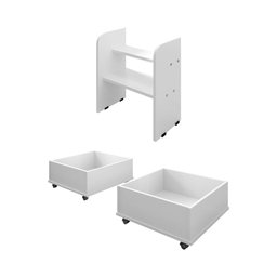 Cama Infantil + Colchão com 2 Baus Organizador Escada Luna Plus Branco - 6