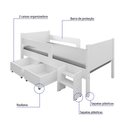 Ver imagem 2 de Cama Infantil + Colchão com 2 Baus Organizador Escada Luna Plus Branco