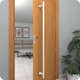 Puxador De Porta Branco Vidro Pivotante Madeira 90cm M.S - 5