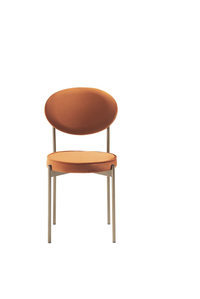 Cadeira Liz Tecido Veludo Terracota Base Aço Dourado - Casa Maju - 2