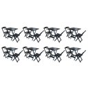 Ver imagem 1 de Kit 8 Conjuntos De Mesa Dobravel Com 2 Cadeiras De Madeira 70X70 - Preto - Preto
