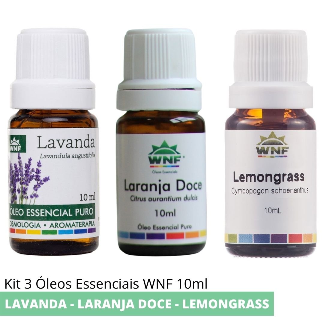 Kit 3 Óleo Essencial WNF Lavanda - Lemongrass - Laranja Doce 10ml - 1