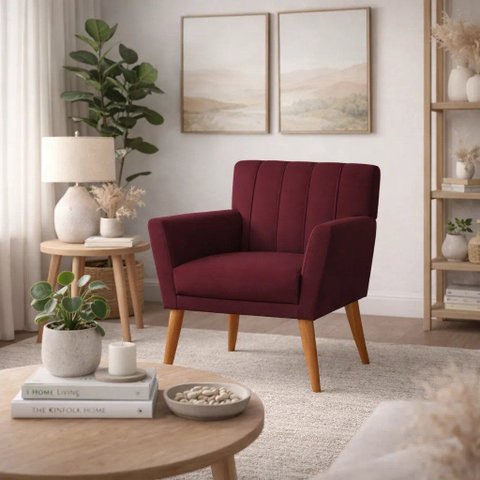 Poltrona Cecilia Sala Recep Clinica Suede:Bordô/Liso