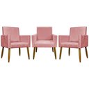 Ver imagem 1 de Kit 3 Poltronas Decorativas Confortáveis Mari - Rosê Suede