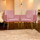 Ver imagem 7 de Kit 3 Poltronas Decorativas Confortáveis Mari - Rosê Suede