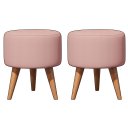 Ver imagem 1 de Kit 2 Puff Redondo Linho Sala Quarto Banqueta Pés Polipropileno - Rose