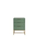 Ver imagem 1 de Mesa de Cabeceira Myranda Verde Oliva C/ 3 Gavetas