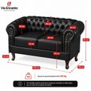 Ver imagem 5 de Namoradeira Chesterfield Duque 2 Lugares em Couríssimo Cinza Rato