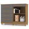 Cômoda para Quarto com Sapateira 2 Portas 4 Gavetas Lírio V02 Nature/Alasca - Mpozenato - 3