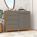 Ver imagem 3 de Cômoda para Quarto com Sapateira 2 Portas 4 Gavetas Lírio V02 Nature/Alasca - Mpozenato