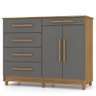 Cômoda para Quarto com Sapateira 2 Portas 4 Gavetas Lírio V02 Nature/Alasca - Mpozenato - 1