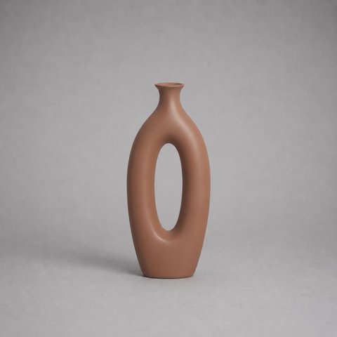 Garrafa Taj Pequena Vaso Decorativo de Cerâmica para Sala e Mesa Mocha Mousse