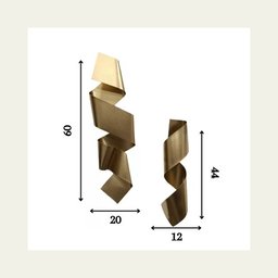 Kit Decoração 02 Esculturas Parede Abstrato Sala Hall Escritório Loja Home Decor Dourado - 4