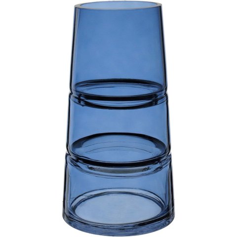Vaso Decorativo de Vidro Azul 24x13x13cm Enfeite Sala Mesa Estante Aparador