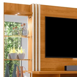 Estante Home Theater Frizz Plus Cinamomo/off White para Tv até 60” com Rodízios - Madetec - 3
