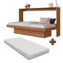 Ver imagem 2 de Cama Dobrável Solteiro que Vira Escrivaninha Nogal com Colchão Nion Shop Jm