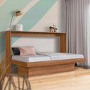 Ver imagem 1 de Cama Dobrável Solteiro que Vira Escrivaninha Nogal com Colchão Nion Shop Jm